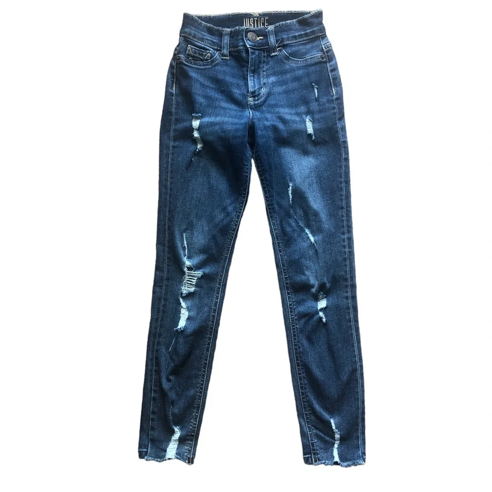 Justice Store 8 Slim High Rise Denim Jegging Jeans Distressed